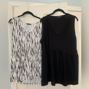 Pair Black and White Patterned Women Tops